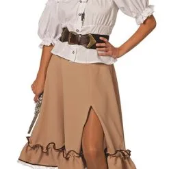 Overig 3/4 Rok Met Ruche En Kant Lichtbruin