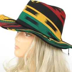 Overig Cowboyhoed Rasta -Kleding Bovenstukken Winkel cowboyhoed rasta zijkant