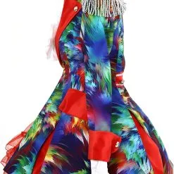 Voorpagina -Kleding Bovenstukken Winkel dames carnavalsjas colorful leaves lang luxe zijkant