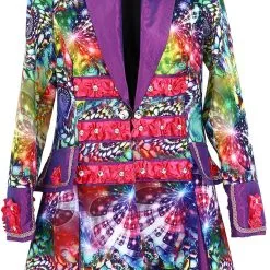 Voorpagina -Kleding Bovenstukken Winkel dames carnavalsjas purple holographic diamonds 1