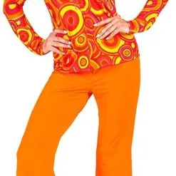 Overig Dames Disco Blouse Seventies Groovy Cirkels Oranje -Kleding Bovenstukken Winkel dames disco blouse seventies groovy cirkels oranje voorbeeld
