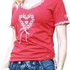 Overig Dames Trachten T-Shirt Rood Met Hartje -Kleding Bovenstukken Winkel dames trachten t shirt rood met hartje