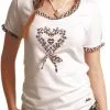 Overig Dames Trachten T-Shirt Wit Met Hartje -Kleding Bovenstukken Winkel dames trachten t shirt wit met hartje