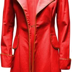 Carnavalsland Damesjas Rood Luxe Met Gouden Piping