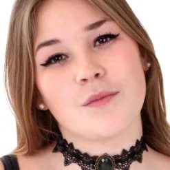 Overig Halsband/Choker Met Kant En Diamant Zwart