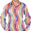 Overig Heren Disco Blouse Seventies Rainbow Waves
