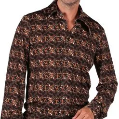 Overig Heren Seventies Retro Blouse Black Groovy -Kleding Bovenstukken Winkel heren seventies retro blouse black groovy 2