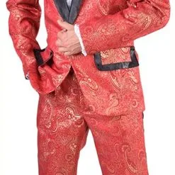 Overig Heren Smoking Luxe Brokaat Rood