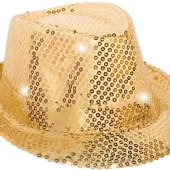 Overig Hoed Disco Pailletten + Licht Goud