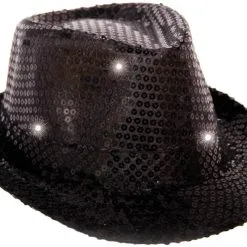 Overig Hoed Disco Pailletten + Licht Zwart