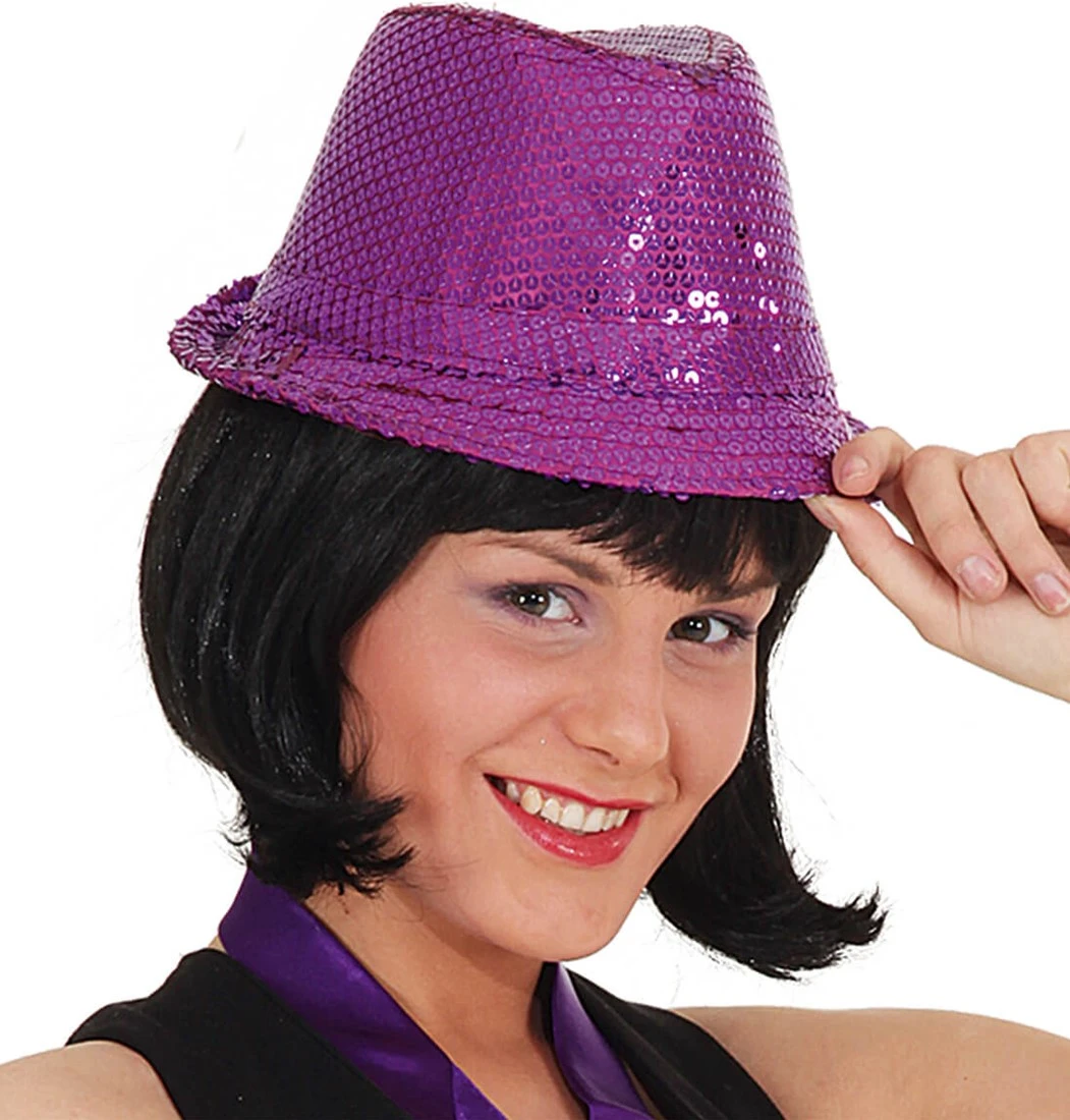 Overig Hoed Popstar Pailletten Paars 3 Overig Hoed Popstar Pailletten Paars