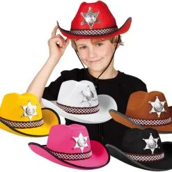 Overig Kinder Cowboyhoed Sheriff Zwart -Kleding Bovenstukken Winkel hoed sherrif junior zwart