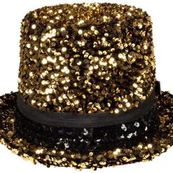 Overig Hoge Hoed Burningman Pailletten Goud-Zwart Met Bril -Kleding Bovenstukken Winkel hoge hoed burningman pailletten goud zwart met bril product achterkant