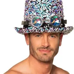 Overig Hoge Hoed Burningman Pailletten Pearl Met Bril