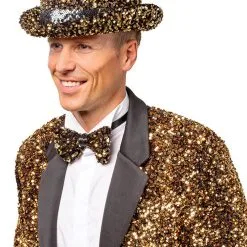 Overig Hoge Hoed Goud Pailletten Luxe -Kleding Bovenstukken Winkel hoge hoed goud pailletten luxe voorbeeld zijkant