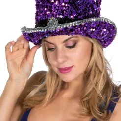 Overig Hoge Hoed Pailletten Luxe Paars-Blauw