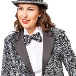 Overig Hoge Hoed Zilver Pailletten Dames -Kleding Bovenstukken Winkel hoge hoed zilver pailletten dames voorbeeld zijkant