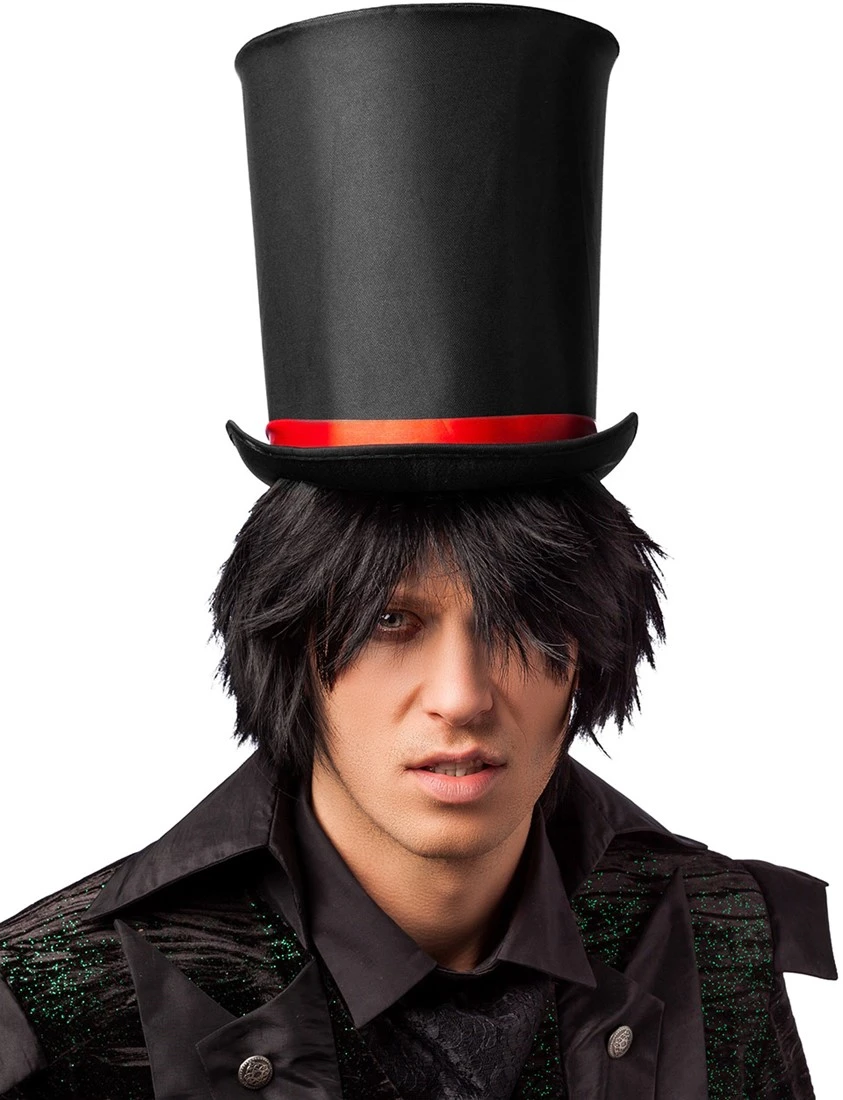 Overig Hoge Hoed Zwart Luxe (Extra Hoog) Met Rode Band 4 Overig Hoge Hoed Zwart Luxe (Extra Hoog) Met Rode Band - Afbeelding 2