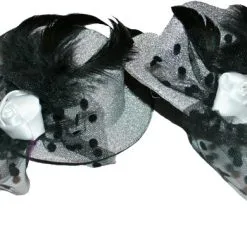 Overig Mini Hoedje Glitter + Bloem Zilver