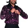 Overig Paarse Disco Blouse Heren Pailletten Luxe -Kleding Bovenstukken Winkel paarse disco blouse heren pailletten luxe
