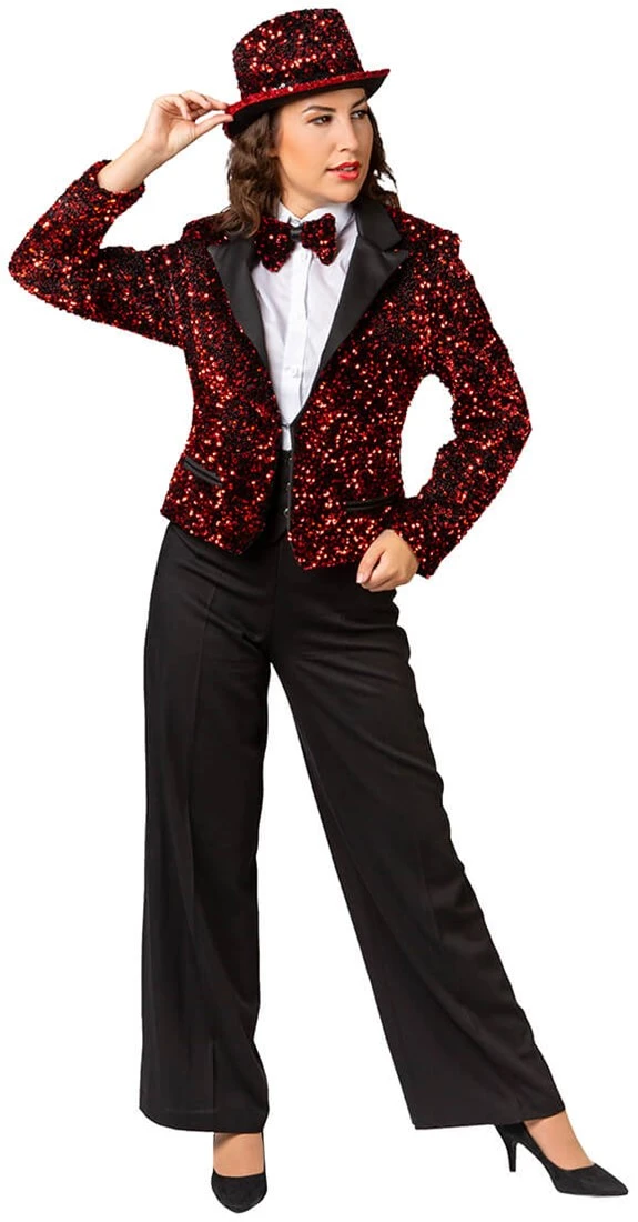 Overig Rode Pailletten Blazer Dames Luxe 6 Overig Rode Pailletten Blazer Dames Luxe - Afbeelding 4