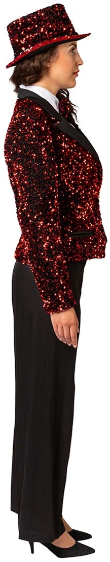 Overig Rode Pailletten Blazer Dames Luxe 4 Overig Rode Pailletten Blazer Dames Luxe - Afbeelding 2