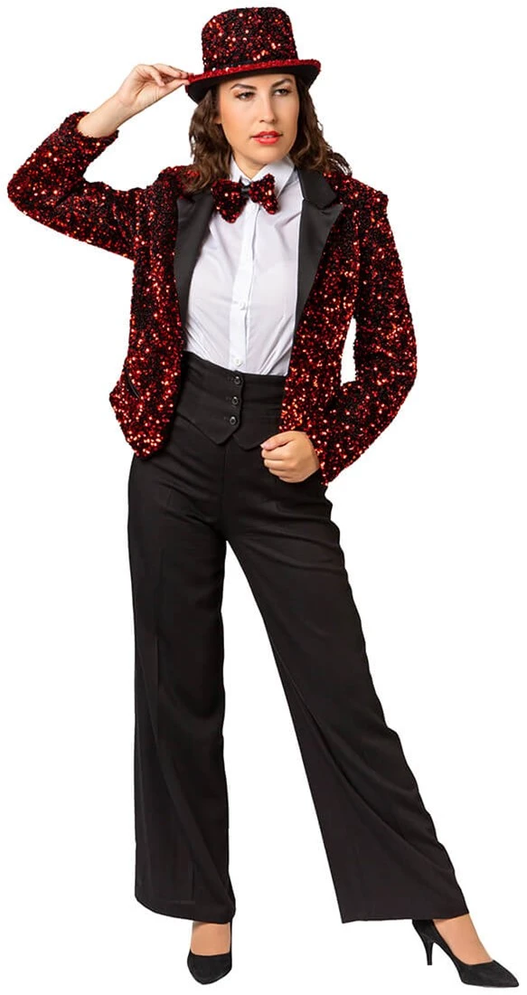 Overig Rode Pailletten Blazer Dames Luxe 3 Overig Rode Pailletten Blazer Dames Luxe