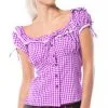 Overig Tiroler Damesblouse Liesl Paars/Wit -Kleding Bovenstukken Winkel tiroler damesblouse liesl paars wit