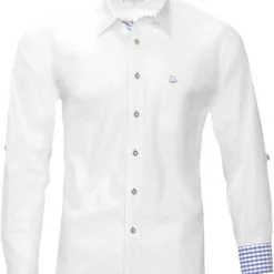 Overig Tiroler Trachten Overhemd Wit-Blauw (Slimfit)
