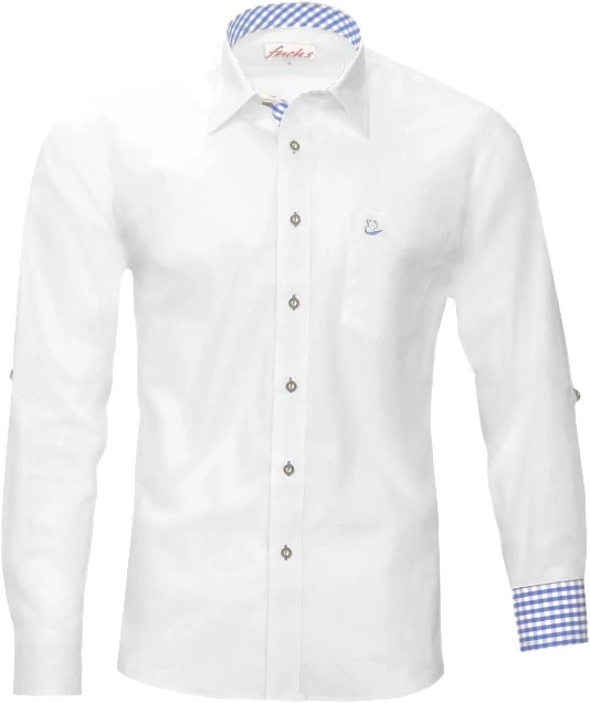 Overig Tiroler Trachten Overhemd Wit-Blauw (Slimfit) 2 Overig Tiroler Trachten Overhemd Wit-Blauw (Slimfit)