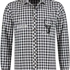 Overig Tiroler Trachtenhemd Zwart/Wit Luxe (100% Kat)