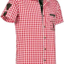 Overig Trachtenhemd Rood/Wit Korte Mouw (55% Katoen) -Kleding Bovenstukken Winkel trachtenhemd rood wit korte mouw 55 katoen 2