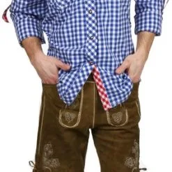 Overig Trachtenhemd Slim-Fit Blauw/Rood Luxe