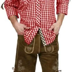 Overig Trachtenhemd Slim-Fit Rood/Bruin Luxe