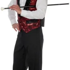 Overig Vest Gilet Pailletten Rood -Kleding Bovenstukken Winkel vest gilet pailletten rood zijkant