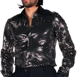 Overig Zilveren Disco Blouse Heren Pailletten Luxe